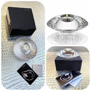 NIB Orrefors Discus Votive Handemade Crystal Candle Holder